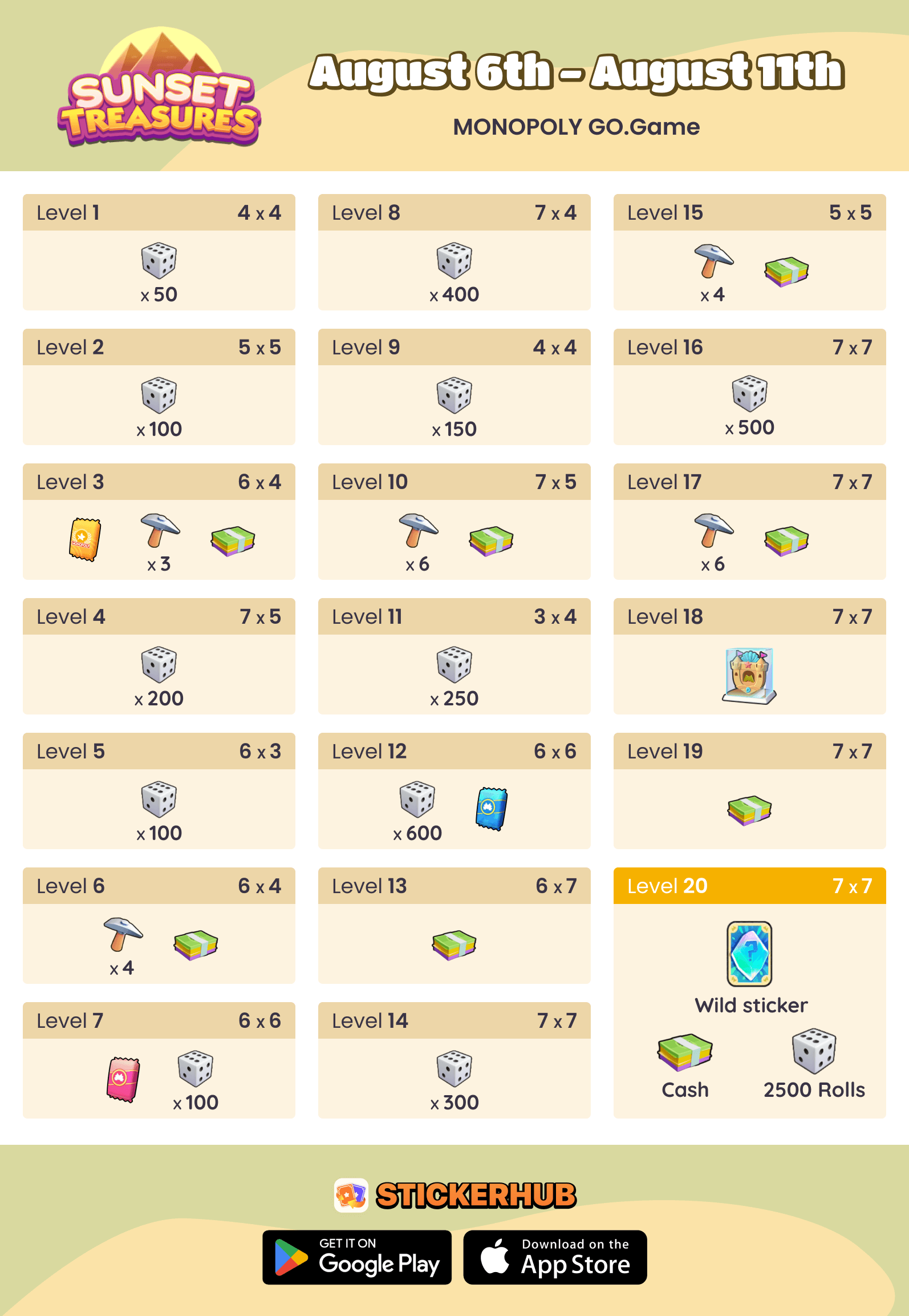 Upcoming Treasure Dig Event Rewards